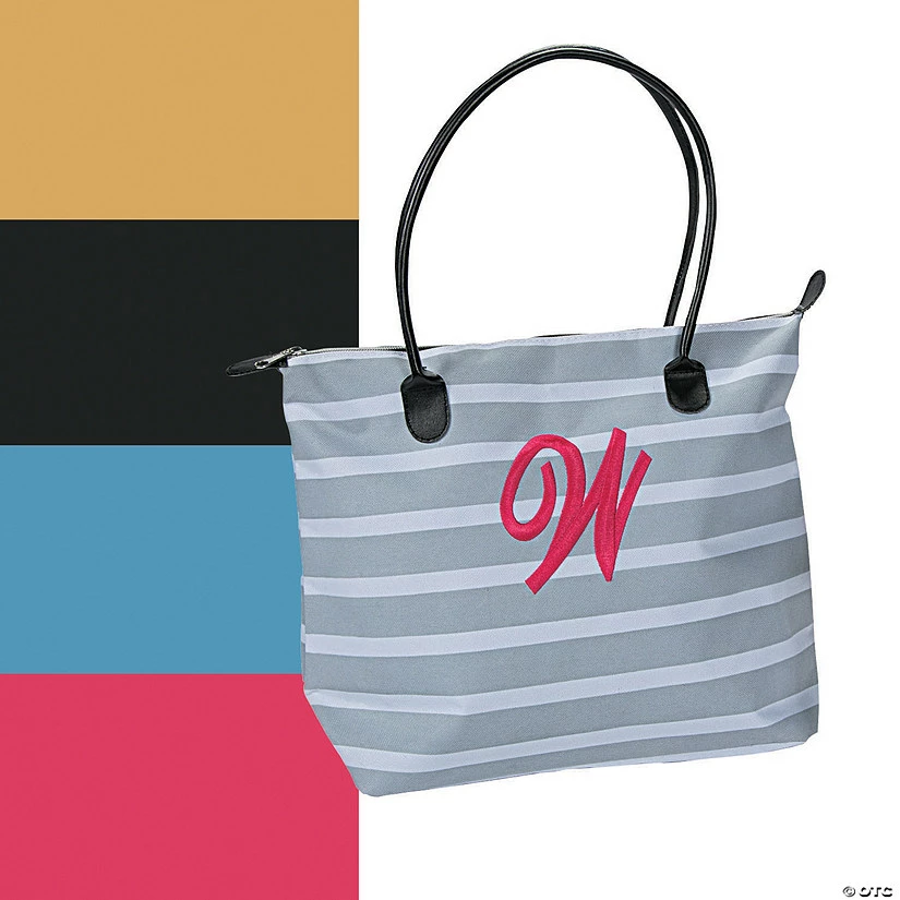 Best Sale π 12 1/4" x 7" x 11 1/2" Large Monogrammed Striped Nylon Tote Bag β 3 Best Sale π 12 1/4" x 7" x 11 1/2" Large Monogrammed Striped Nylon Tote Bag β