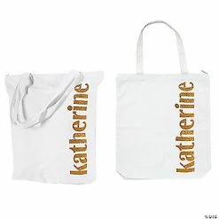 Best Sale ⭐ 18" x 20" Personalized Extra Large Gold Glitter Canvas Zipper Tote Bag 🛒
