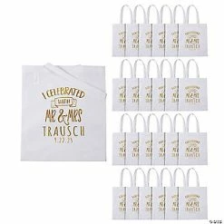 Brand new 🔥 15" x 17" Personalized Large White Wedding Nonwoven Tote Bags - 24 Pc. 🛒