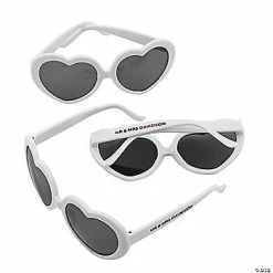 Cheapest 💯 Personalized White Heart-Shaped 👓 Sunglasses – 24 Pc. 🤩