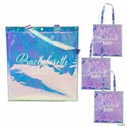 Top 10 ✨ 15 " x 16" Large Clear Iridescent Bachelorette Vinyl Tote Bags - 3 Pc. 🎉