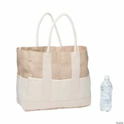 Cheap 🔔 24" x 15" Large Two-Tone Burlap Tote Bag 🔥