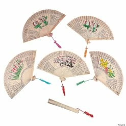 Budget 🎁 Floral Folding Hand Fans - 6 Pc. 👍