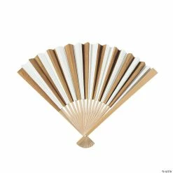 Deals ✨ Gold Stripe Folding Hand Fans - 12 Pc. ⭐