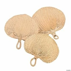 New β€οΈ Natural Raffia Hand Fans - 12 Pc. π―