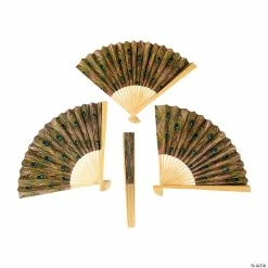 Outlet 🛒 Peacock Folding Hand Fans - 12 Pc. 😉